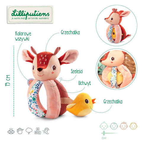 Lilliputiens Grzechotka chwytak Sarenka Stella 6 m+
