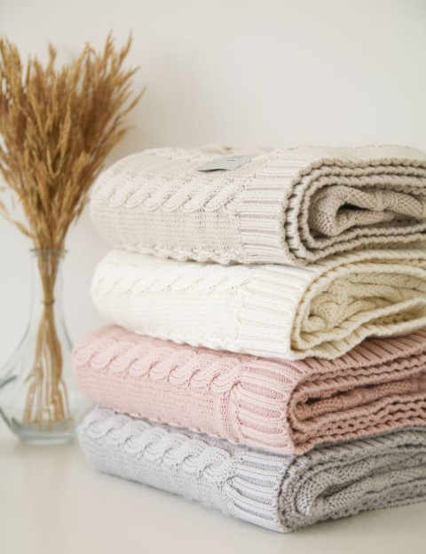 Kocyk bawełniany W Beige