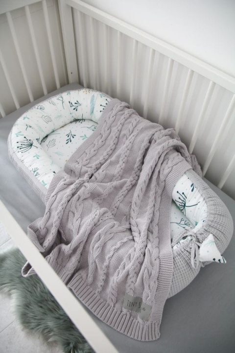 Tiny Star Kocyk bawełniany W Light Grey 80x100cm