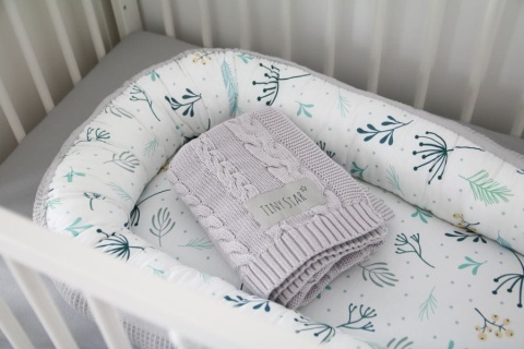 Tiny Star Kocyk bawełniany W Light Grey 80x100cm