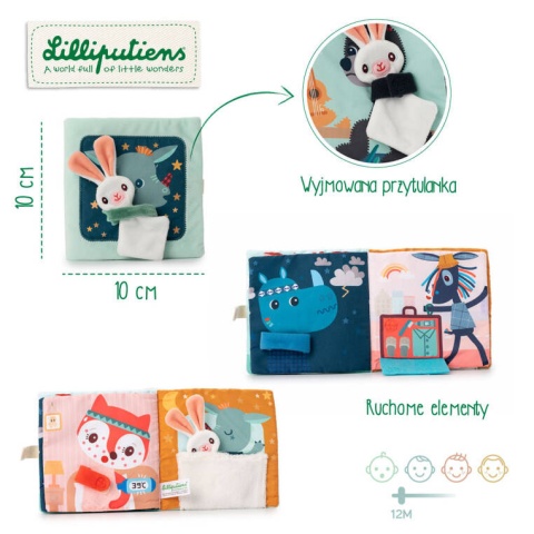 Lilliputiens Miękka książeczka aktywizująca z mini-komforterem „Joe i jego przytulanka”