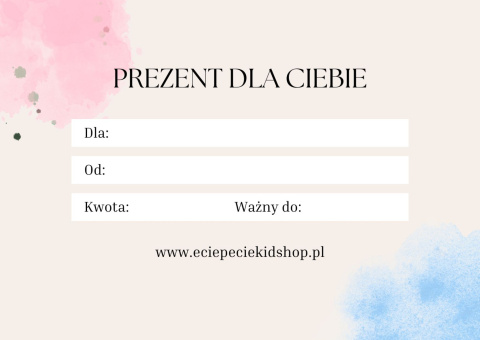 Karta Podarunkowa Bon do Sklepu Ecie Pecie Kids Shop w wersji papierowej