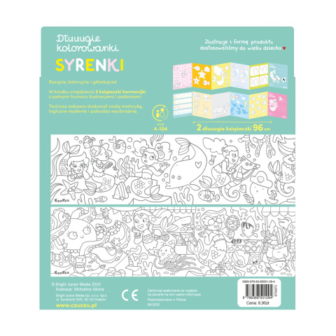 Dłuuugie kolorowanki Syrenki dla dzieci: 4+