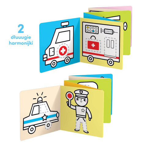 Dłuuugie rysowanki Rysuję po śladzie – Pojazdy w pracy dla dzieci: 3+