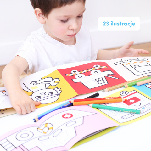 Dłuuugie rysowanki Rysuję po śladzie – Pojazdy w pracy dla dzieci: 3+