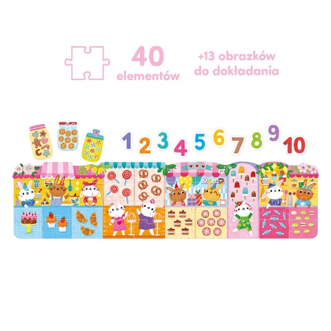 Puzzle Cyfry Króliczki dla dzieci: 3+, 4+
