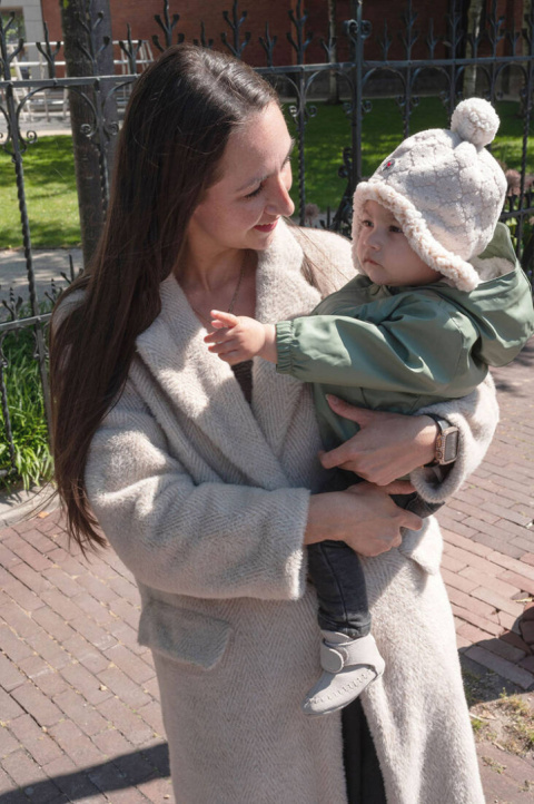 Lodger Dwuwarstwowa zimowa czapeczka z polaru jasnobeżowa Fleece Birch