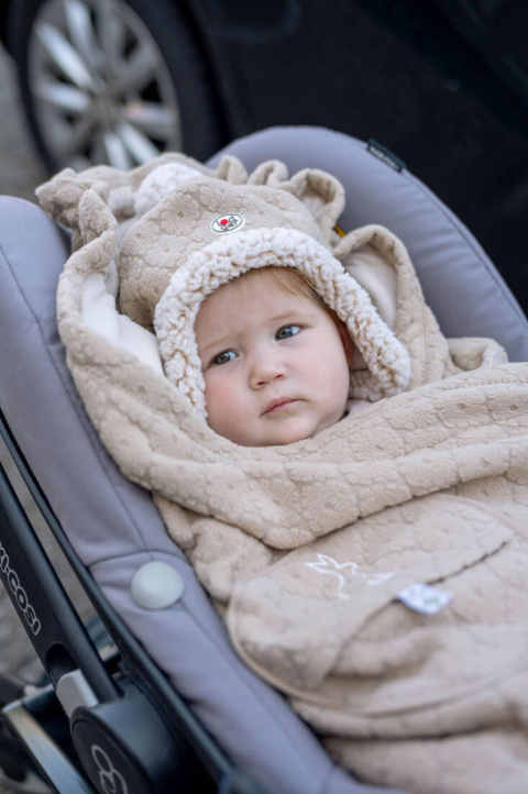 Lodger Dwuwarstwowa zimowa czapeczka z polaru jasnobeżowa Fleece Birch