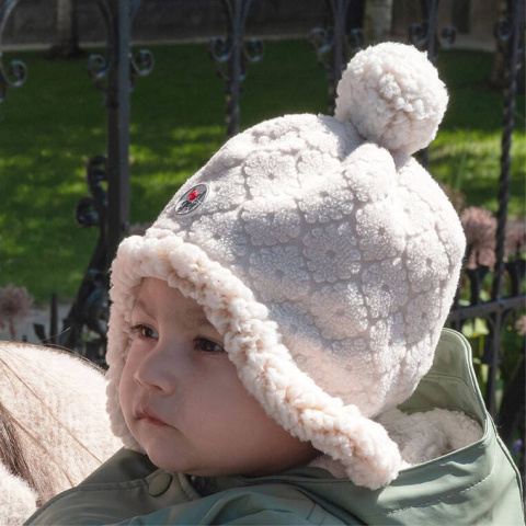 Lodger Dwuwarstwowa zimowa czapeczka z polaru jasnobeżowa Fleece Birch