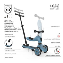 SCOOTANDRIDE Highwaykick 1 Push and Go 2w1 Jeździk i hulajnoga z rączką do prowadzenia 1-5 lat Steel