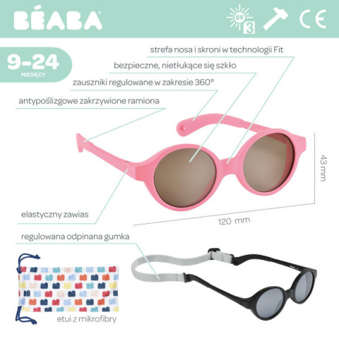 Beaba Okulary przeciwsłoneczne dla dzieci 9-24 miesięcy Joy - Neon pink