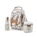 Elodie Details - Plecak BackPack MINI + Butelka na wodę - Dalmatian Dots + Lunchbox - Vanilla White - ZESTAW