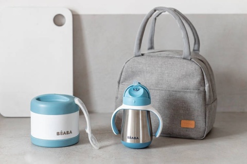 BEABA Bidon niekapek ze słomką termos termiczny 250 ml Windy Blue