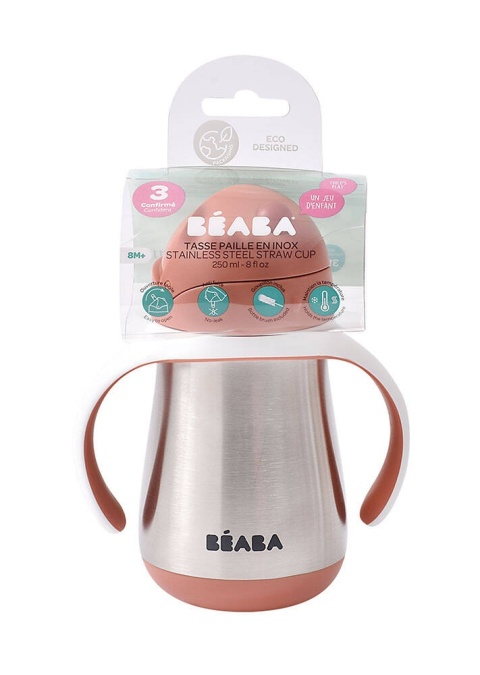 Beaba Bidon niekapek ze słomką termos termiczny 250 ml Terracotta