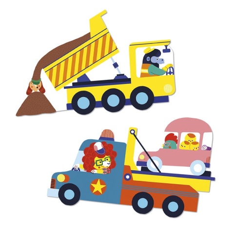 Janod Duże naklejki 50 szt. Pojazdy 18m+