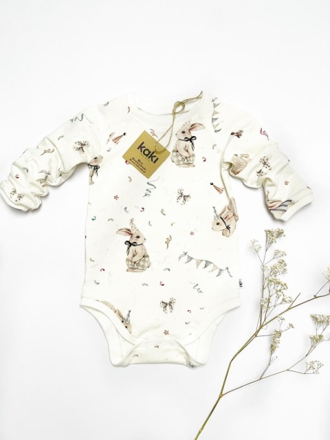 Kaki Urodzinowy króliczek - body rękawek długi lub krótki