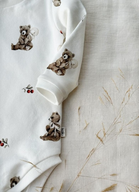 Kaki Niedźwiadek z wstążką - body rękawek długi lub krótki