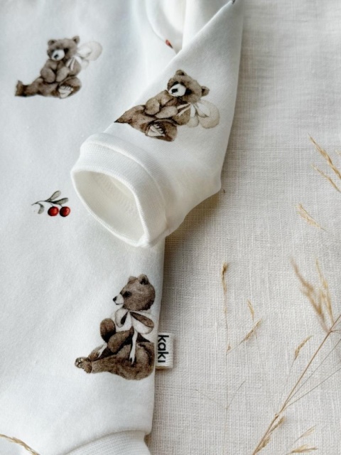 Kaki Niedźwiadek z wstążką - body rękawek długi lub krótki