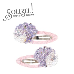 Souza! Spinki do włosów owinięte wstążką z brokatową muszlą i perłą fioletowe Rhode 2 szt.