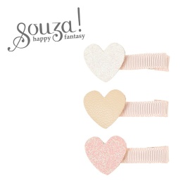Souza! Spinki do włosów brokatowe serca Bracha pastelowe 3 szt.