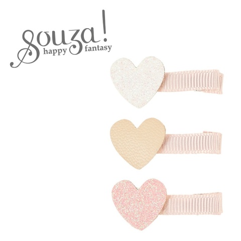 Souza! Spinki do włosów brokatowe serca Bracha pastelowe 3 szt.