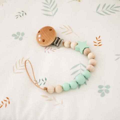 Tiny Star Zawieszka do smoczka drewniana - Mint