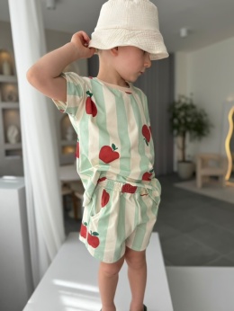 LaBambino Zestaw letni TSHIRT i spodenki JABŁKA ZIELEŃ kolekcja limitowana