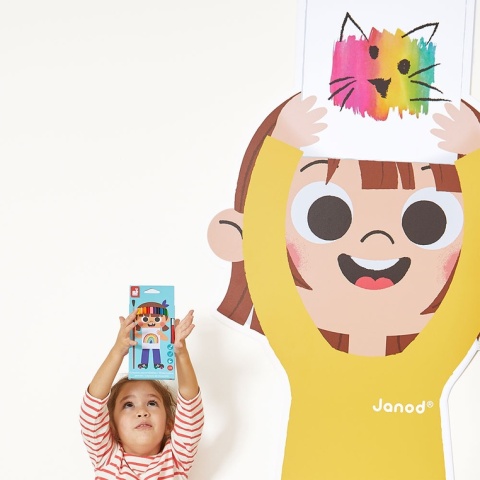 Janod Kredki akwarelowe z pędzelkiem 12 kolorów 3+