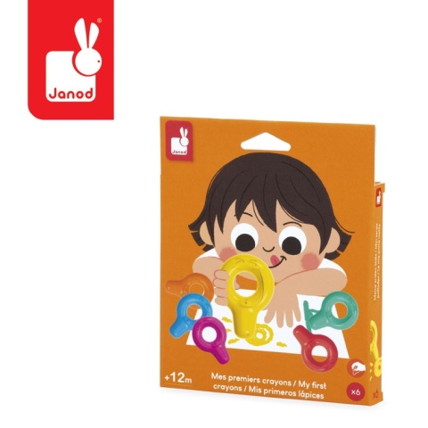 Janod Pierwsze kredki świecowe z uchwytem 6 kolorów 12m+