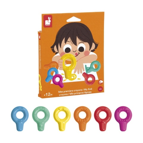 Janod Pierwsze kredki świecowe z uchwytem 6 kolorów 12m+