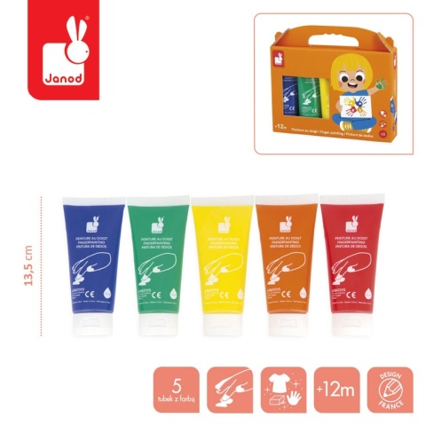 Janod Farbki do malowania rękami 5 kolorów 12m+