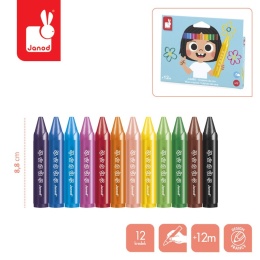Janod Kredki woskowe 12 kolorów 12m+