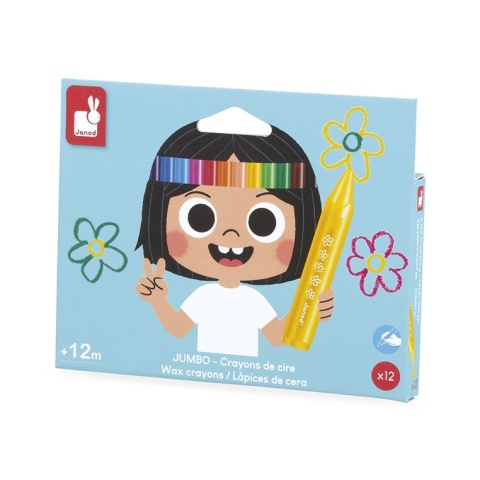Janod Kredki woskowe 12 kolorów 12m+