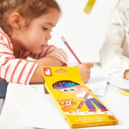 Janod Kredki ołówkowe zmazywalne z gumką 12 kolorów 3+