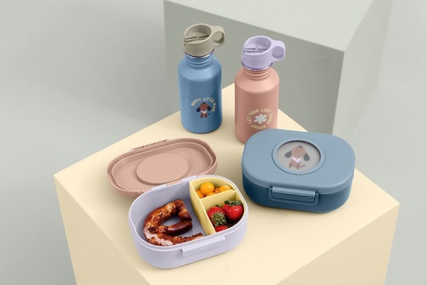 Lassig Bidon ze stali nierdzewnej z ustnikiem i uchwytem 500 ml Pattern Party Rose/lilac