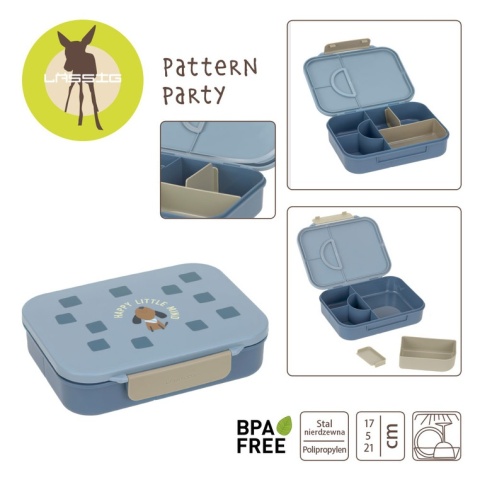Lassig Lunchbox Bento z przegródkami Pattern Party Blue/green
