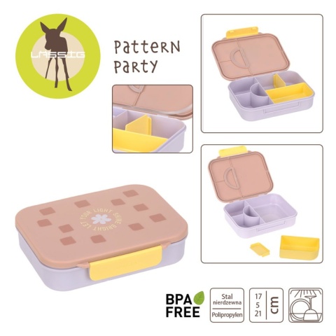 Lassig Lunchbox Bento z przegródkami Pattern Party Rose/lilac