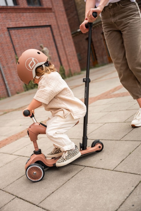 SCOOTANDRIDE Highwaykick 1 Push and Go 2w1 Jeździk i hulajnoga z rączką do prowadzenia 1-5 lat Mocha