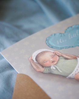 HI LITTLE KARTKA NA NARODZINY | NOWORODEK Z BALONEM