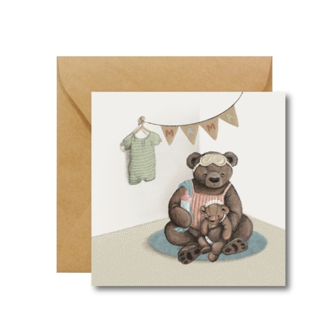 HI LITTLE HELLO MAMA BEAR - KARTKA Z OKAZJI NARODZIN DZIECKA