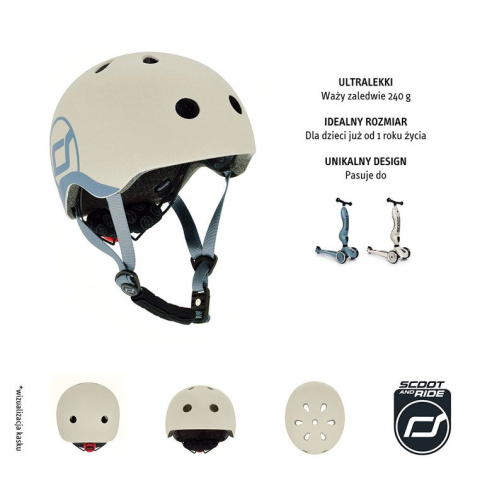 SCOOTANDRIDE Kask XXS-S dla dzieci 1-5 lat Ash