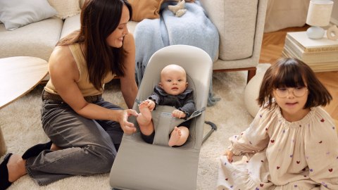 BABYBJORN - leżaczek BALANCE SOFT WOVEN/JERSEY Tri Fabric, Piaskowoszary