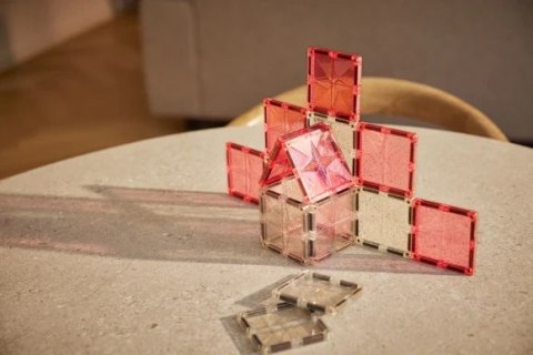 Cleverclixx - Klocki magnetyczne Glitter Tiles Pack Transparent / Pink - 16 el.