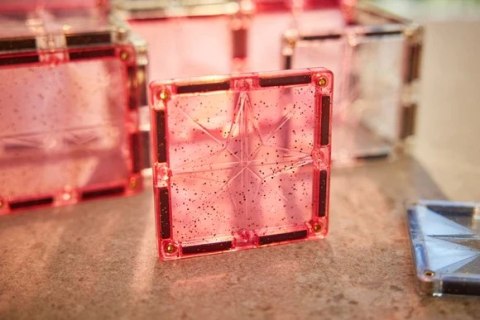 Cleverclixx - Klocki magnetyczne Glitter Tiles Pack Transparent / Pink - 16 el.