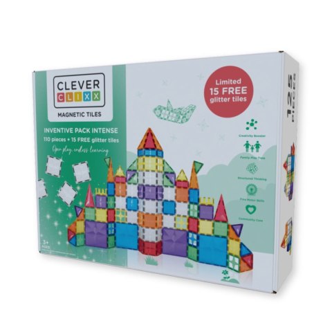 Cleverclixx - Klocki magnetyczne Inventive Pack Intense 110 el. + 15 el. gratis