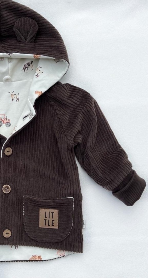 Kaki Komplet kurtka i spodnie sztruks - beż lub czekolada