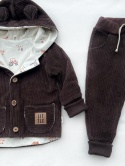 Kaki Komplet kurtka i spodnie sztruks - beż lub czekolada