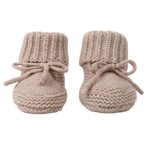 Lodger Buciki niechodki z wełny merino 100% jasnobeżowe Fleece Beige 0-6M