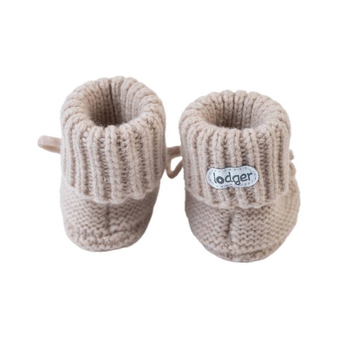 Lodger Buciki niechodki z wełny merino 100% jasnobeżowe Fleece Beige 0-6M