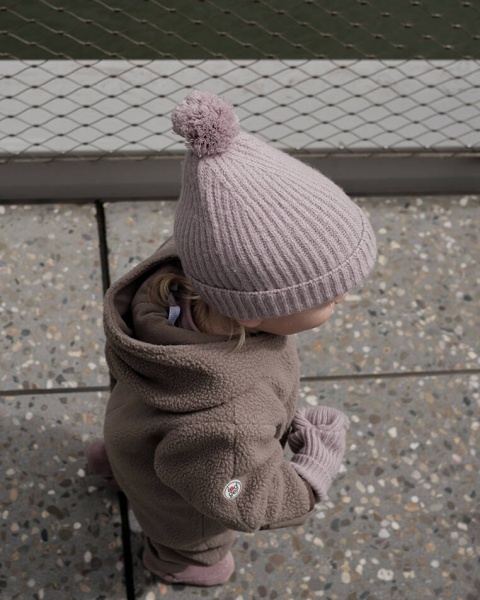 Lodger Czapeczka z wełny merino 100% różowa Rose